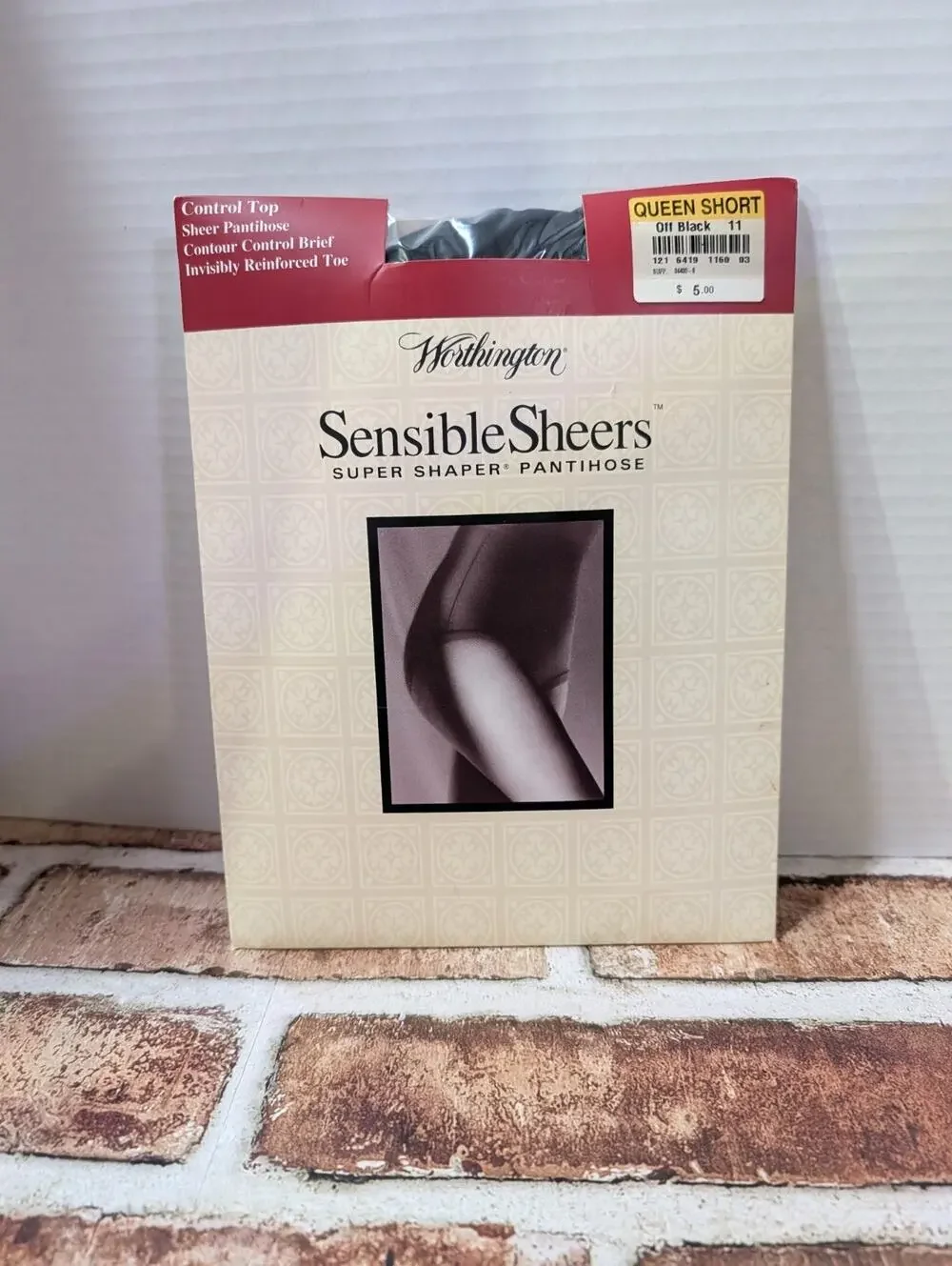 Vintage Worthington Sensible Sheers Super Shaper Pantihose Queen Short Off Black